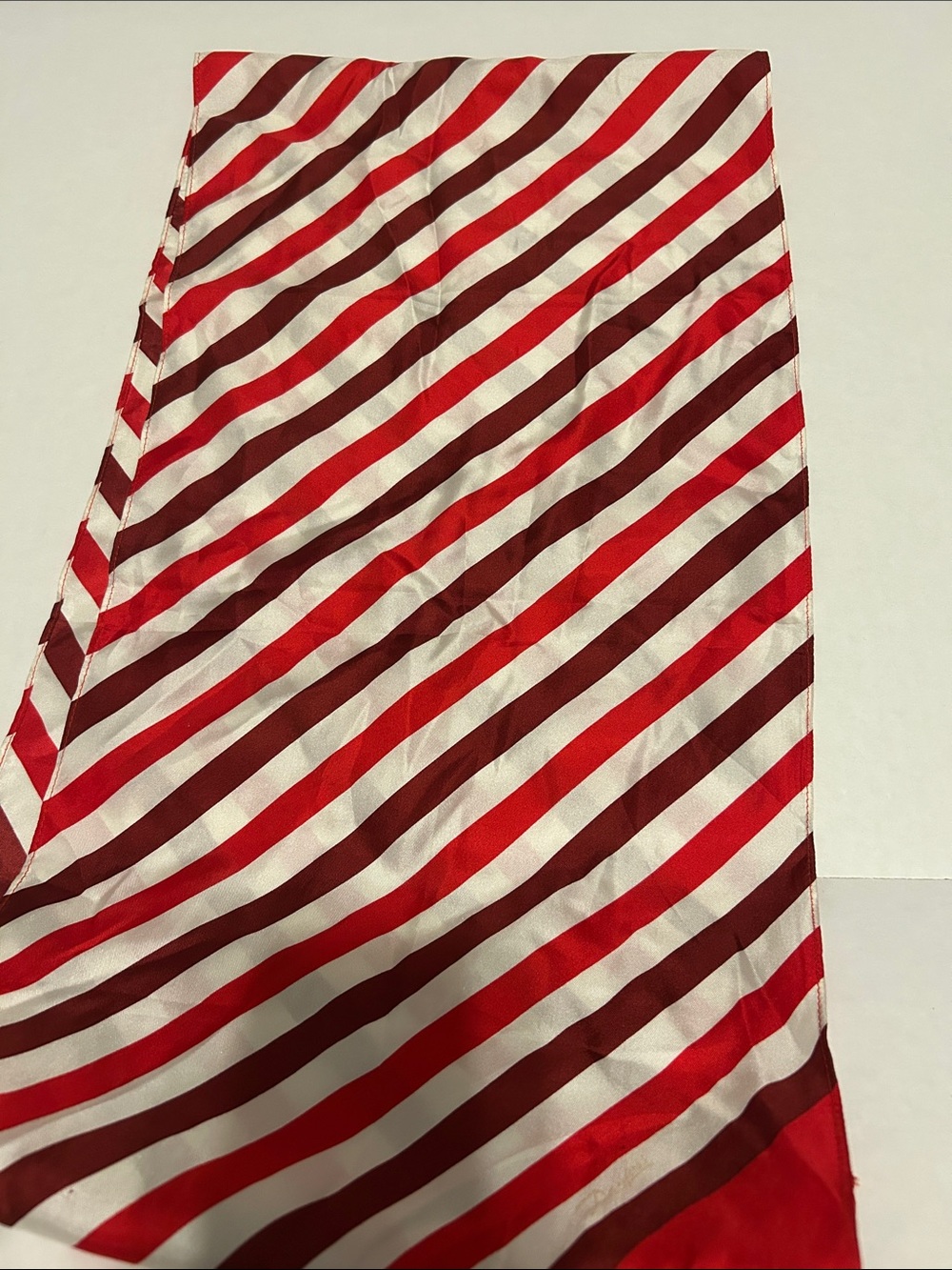Vintage Danfoss Striped Red and White Scarf